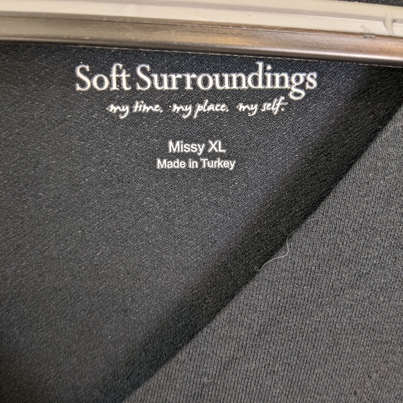 Soft Surroundings Miramar Black Asymmetric Crossover V Neck Long Sleeve Shirt - Picture 6 of 7